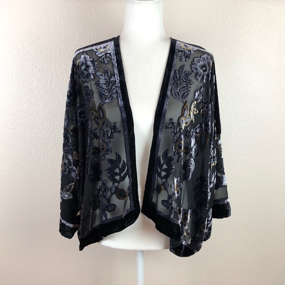 a new day Other - A New Day Kimono Sheer Velvet Velour Accent One Size